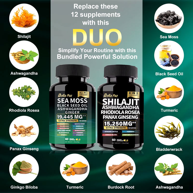 Pure Organic Shilajit & Sea Moss Supplement Duo – Complete Wellness Boost!
