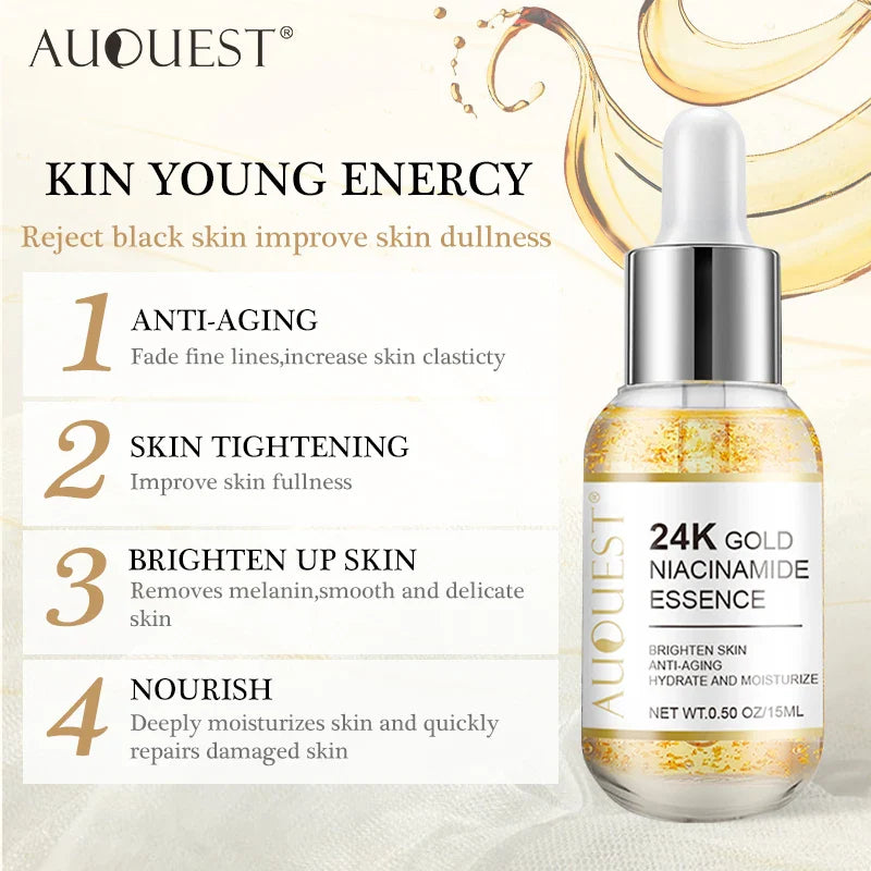 Niacinamide Serum - Luxury 24K Gold Anti-Aging Face Serum with Hyaluronic Acid