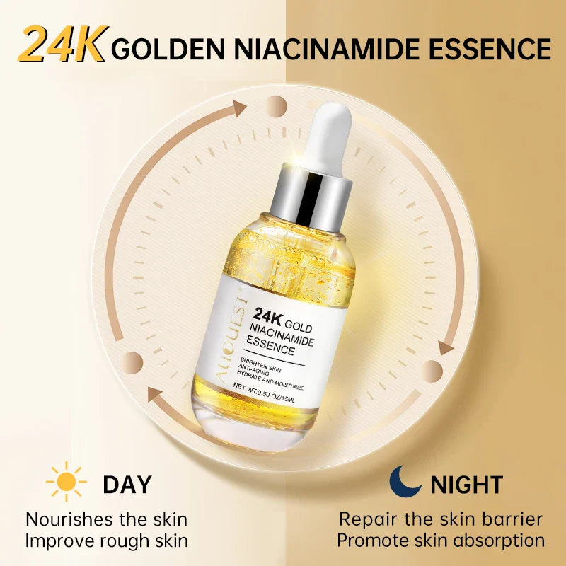 Niacinamide Serum - Luxury 24K Gold Anti-Aging Face Serum with Hyaluronic Acid