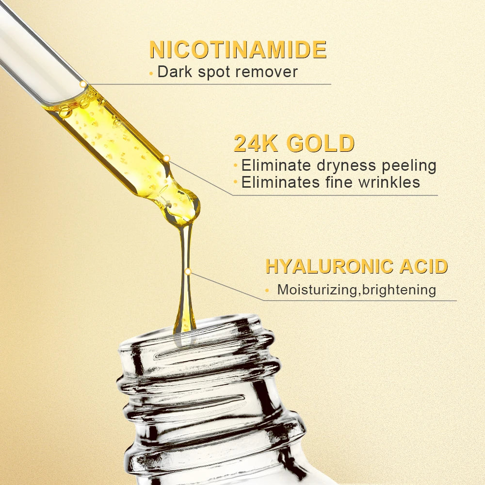 Niacinamide Serum - Luxury 24K Gold Anti-Aging Face Serum with Hyaluronic Acid