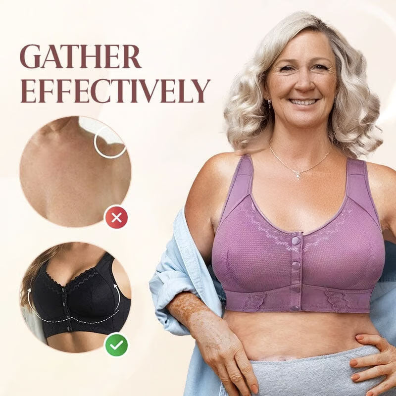 Premium Support Comfort Front Closure Breathable Bra– No Back Pain or Skin Irritation!