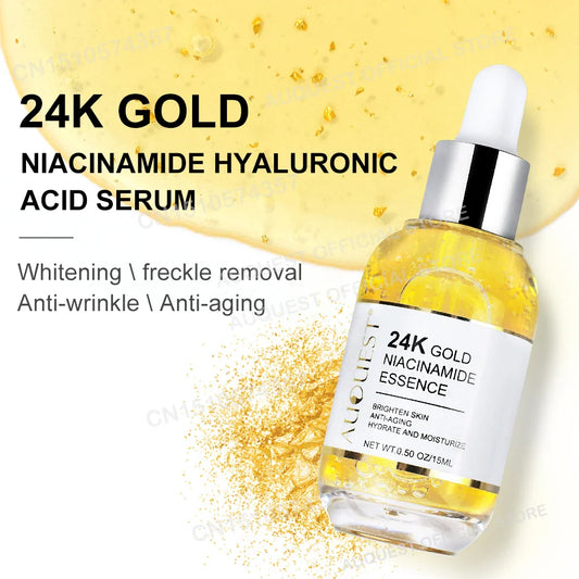 Niacinamide Serum - Luxury 24K Gold Anti-Aging Face Serum with Hyaluronic Acid