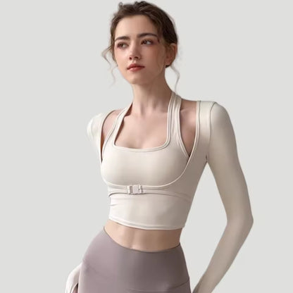 Soft-Stretch Long-Sleeve Yoga Top — Light Support