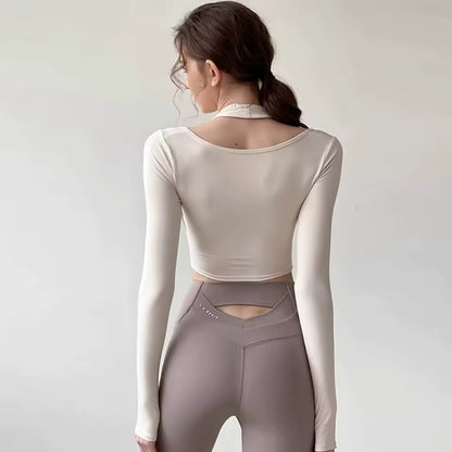 Soft-Stretch Long-Sleeve Yoga Top — Light Support
