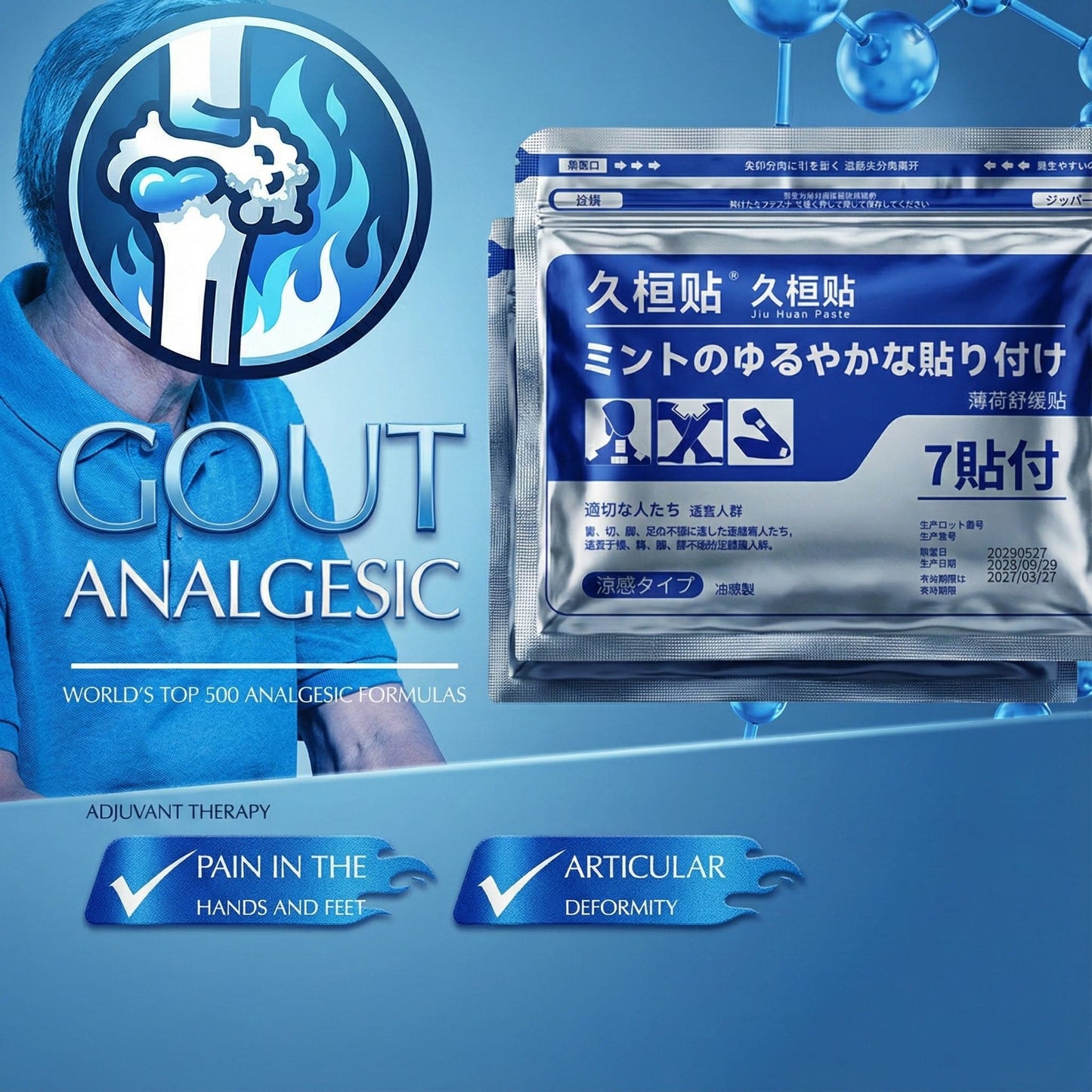 Bye Bye Knee Pain Patches - High Absorption & Herbs Discreet Patch Relief for Joint Pain & Stiffness